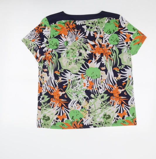 Anna Rose Womens Multicoloured Geometric Polyester Basic T-Shirt Size XL Round Neck