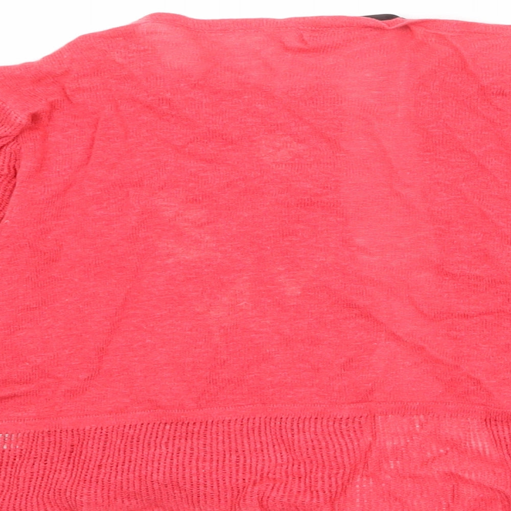 Marks and Spencer Womens Red V-Neck Linen Shrug Jumper Size 14