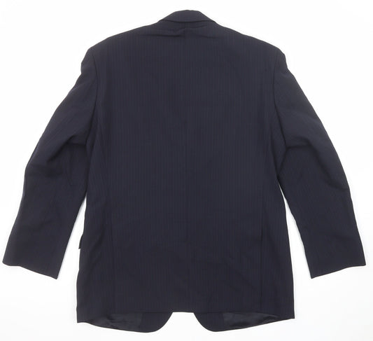 Marks and Spencer Mens Blue Striped Wool Jacket Suit Jacket Size 42 Regular
