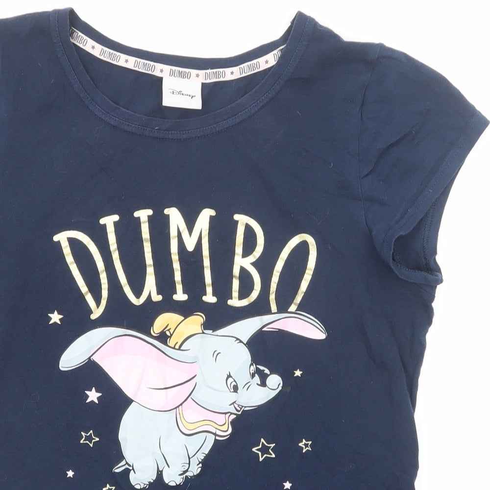 Disney Womens Blue Cotton Basic T-Shirt Size 6 Round Neck - Dumbo