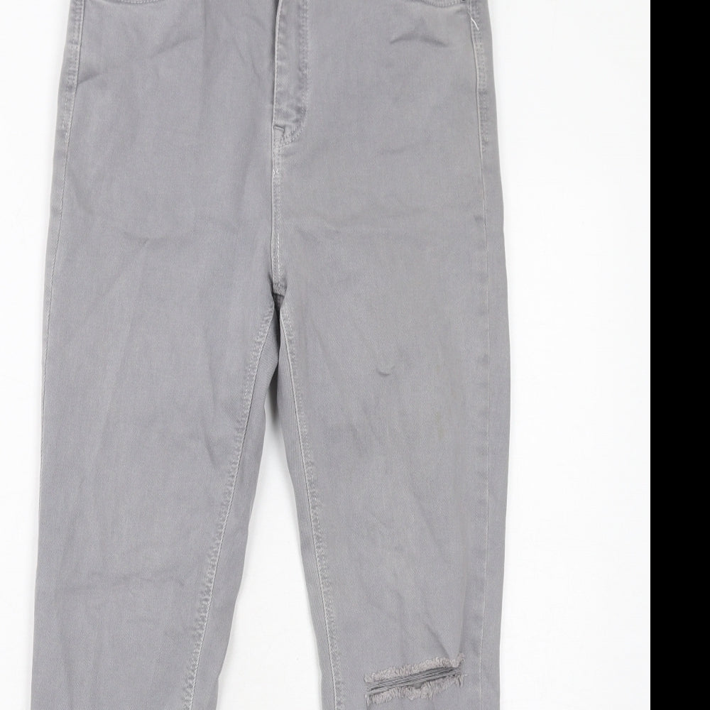 Stradivarius Womens Grey Cotton Skinny Jeans Size 12 Regular Zip