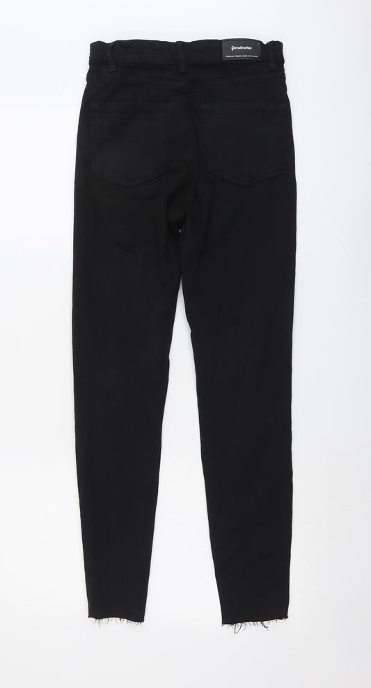 Stradivarius Womens Black Cotton Skinny Jeans Size 8 L27 in Regular Button