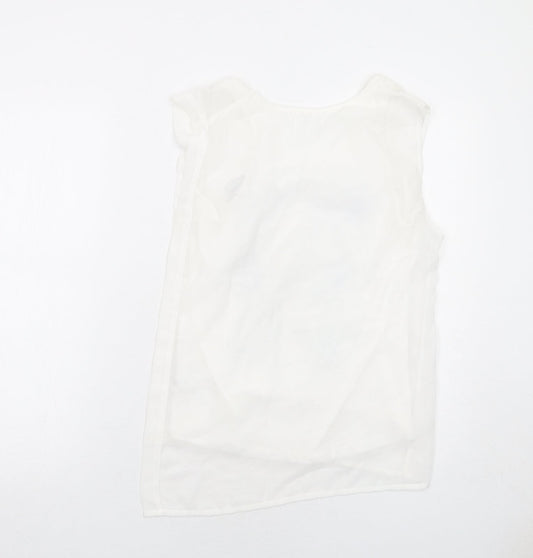 Disney Womens White Polyester Basic Blouse Size S Boat Neck - Alice in Wonderland