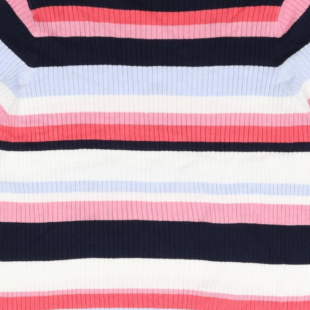 Marks and Spencer Womens Multicoloured Round Neck Striped Viscose Pullover Jumper Size 20 - Ribbed