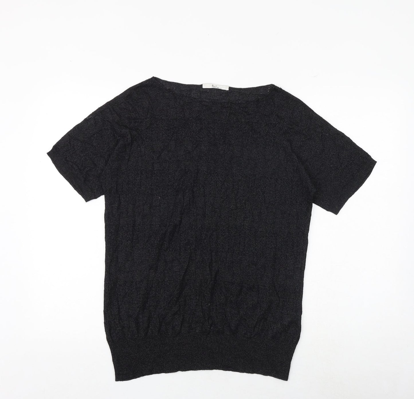 Klass Womens Black Polyamide Basic T-Shirt Size L Round Neck