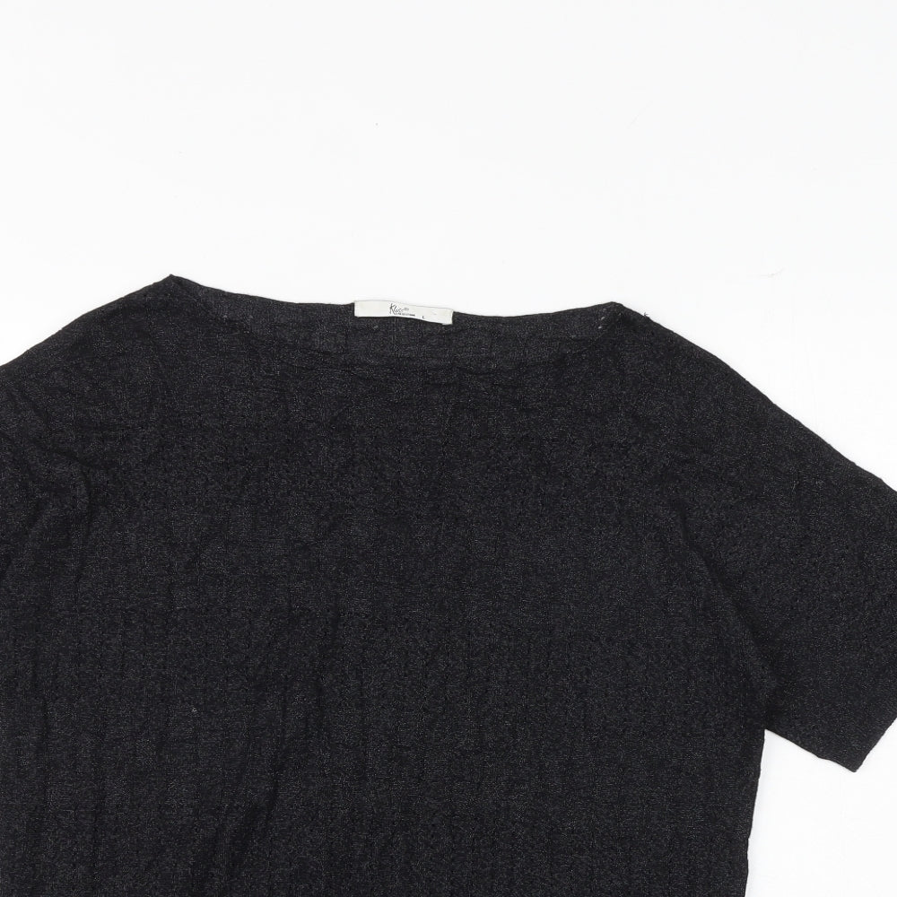 Klass Womens Black Polyamide Basic T-Shirt Size L Round Neck