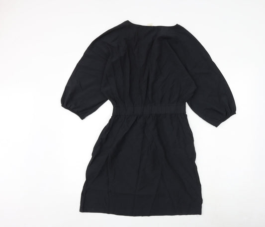 H&M Womens Black Cotton A-Line Size 6 Round Neck Pullover