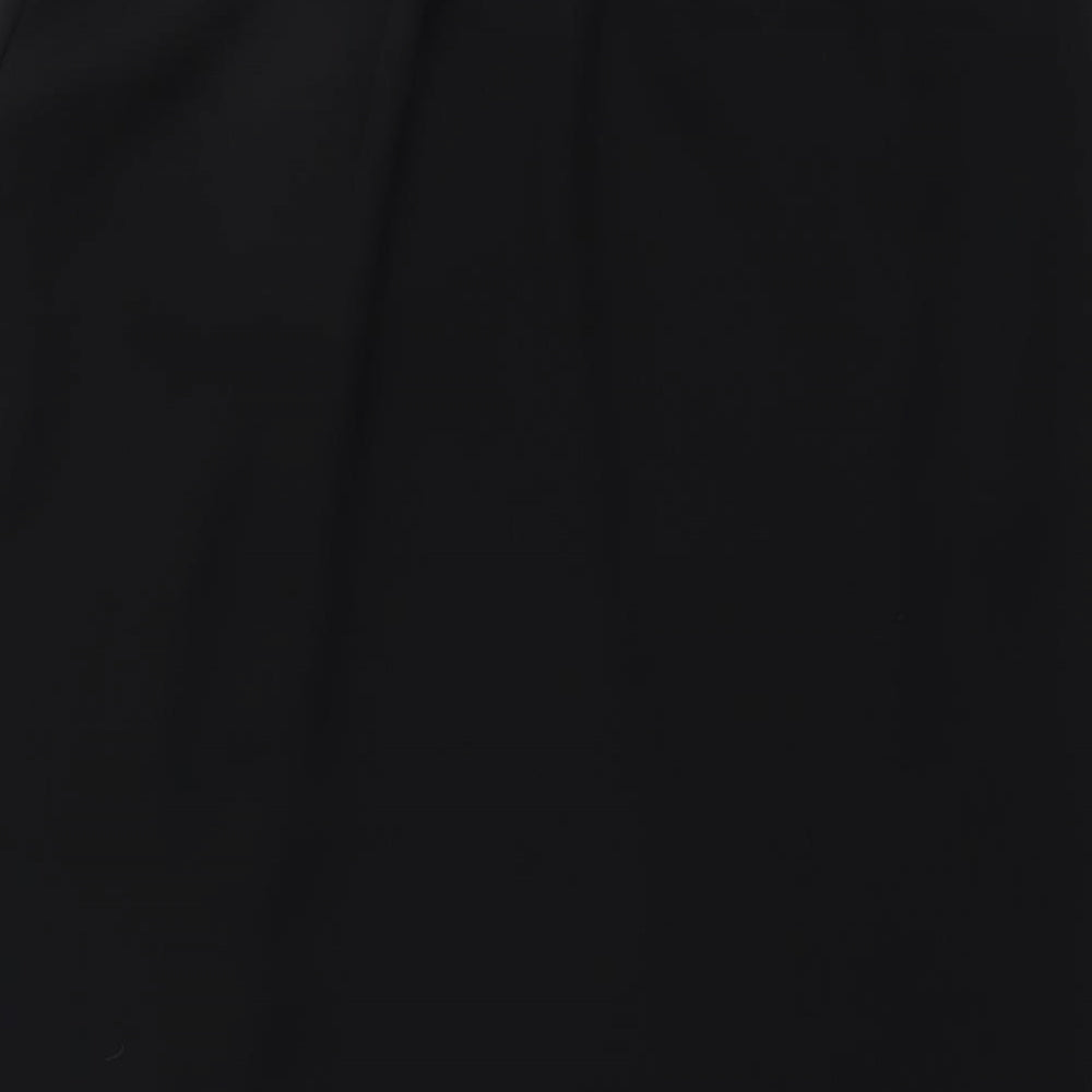Brand and care label for Frank Usher women’s black polyester a-line skirt, size UK 10