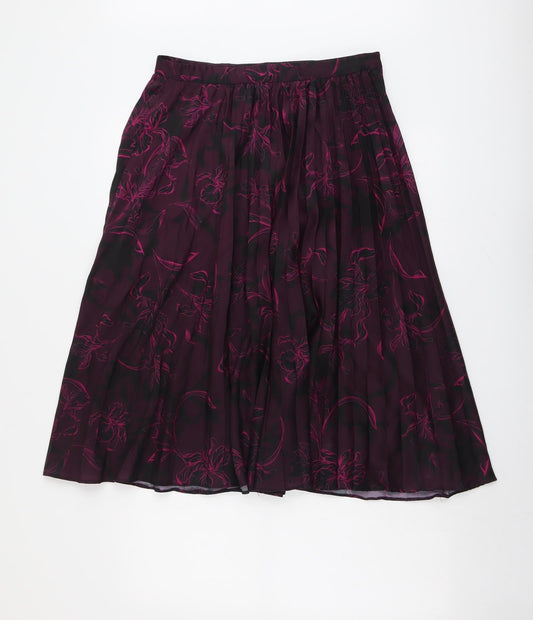 Fenn Wright Manson Womens Purple Geometric Polyester Pleated Skirt Size 12 Zip