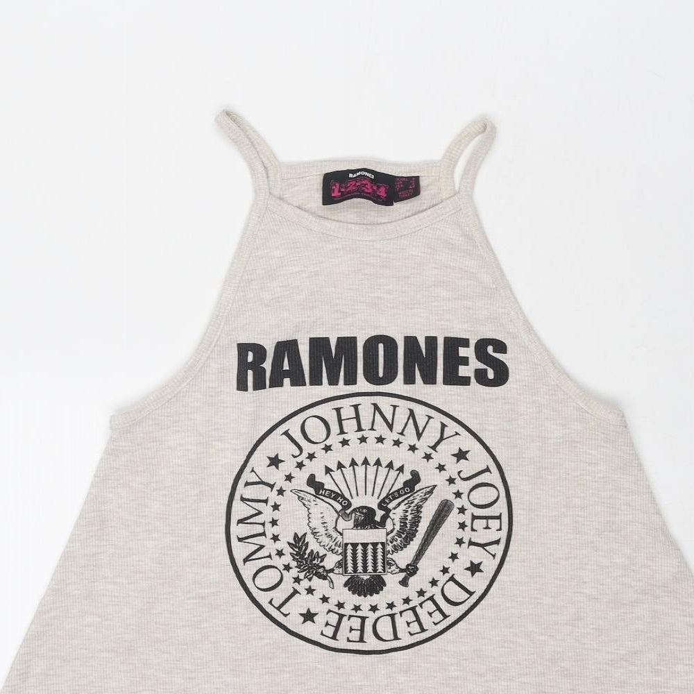 Ramones Womens Grey Polyester Basic Tank Size 8 Round Neck - Ramones