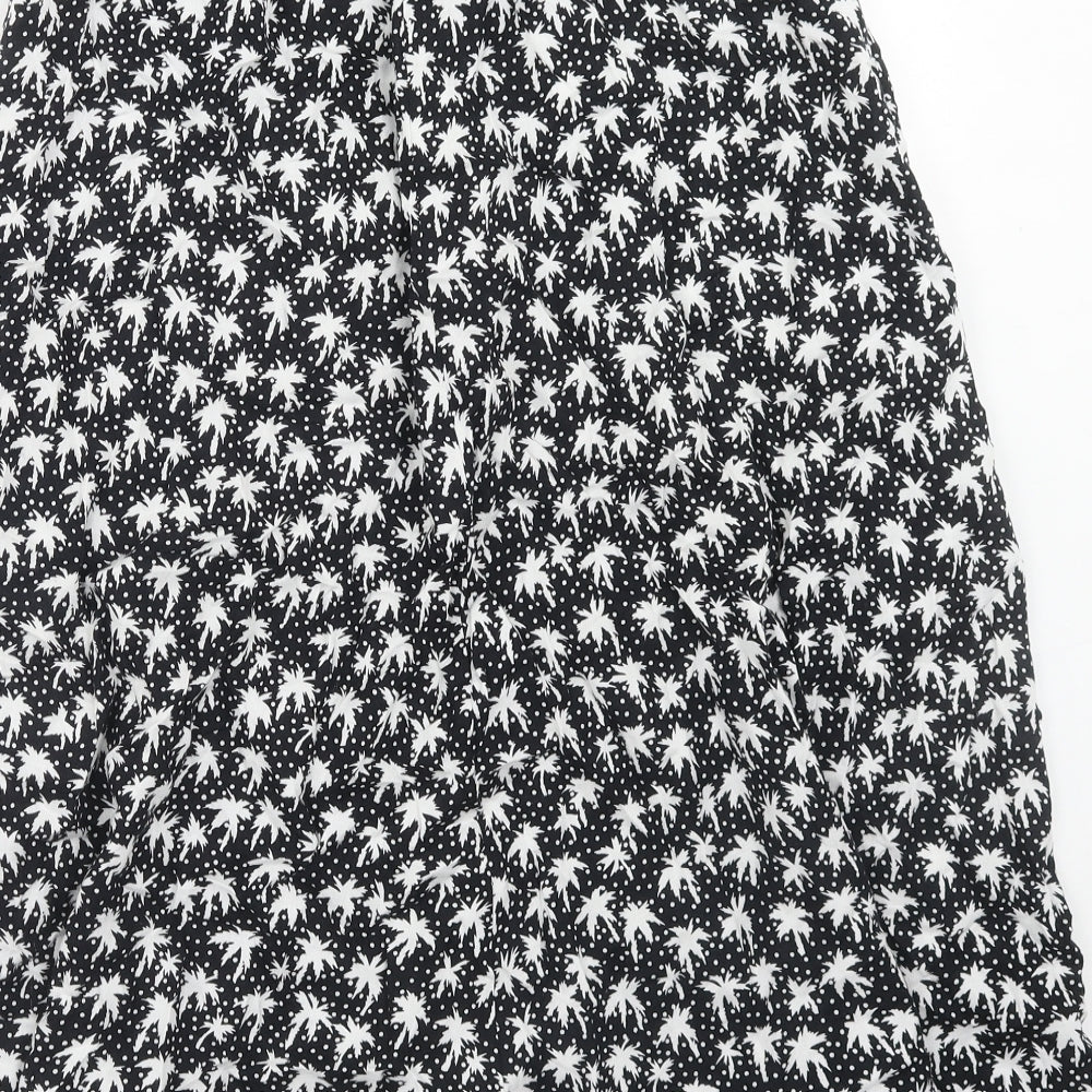 Italian Club Womens Blue Geometric Viscose Peasant Skirt Size 14 - Palm Tree Pattern