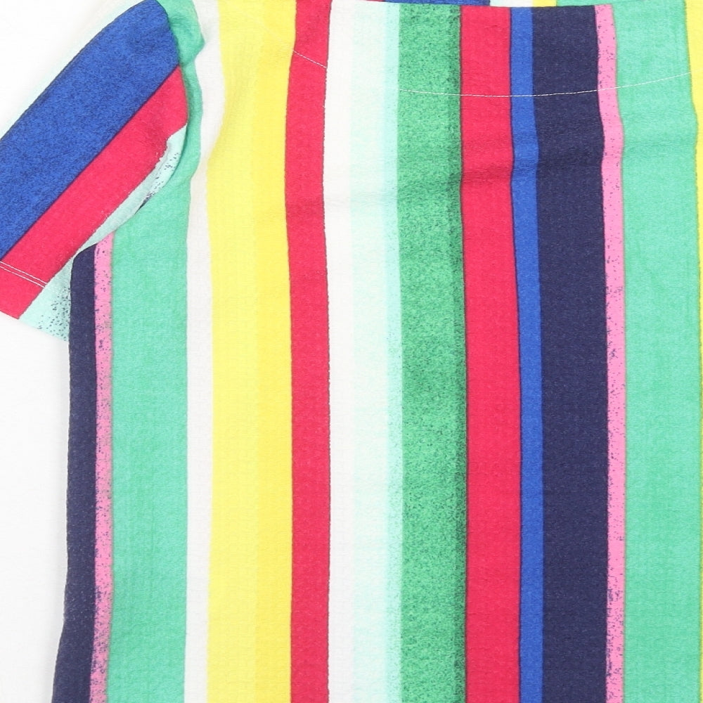 Marks and Spencer Womens Multicoloured Striped Polyester Basic Blouse Size 10 Round Neck