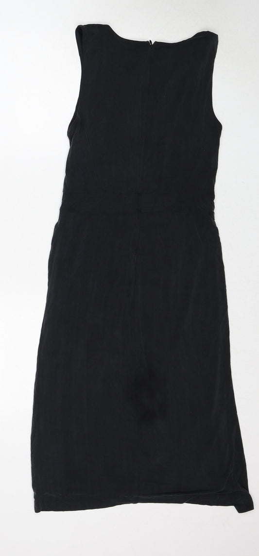 French Connection Womens Black Cupro A-Line Size 10 Round Neck Zip