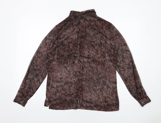 Gap Womens Brown Animal Print Polyester Basic Button-Up Size S Collared - Snake Print