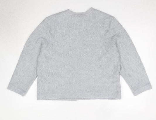 St Michael Womens Grey V-Neck Acrylic Cardigan Jumper Size 14