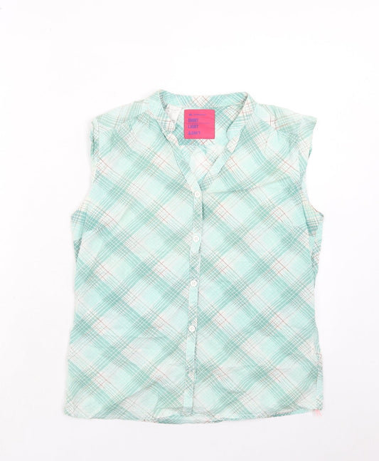 Womens UK Size 10 DECATHLON Green Polyester Button-Up