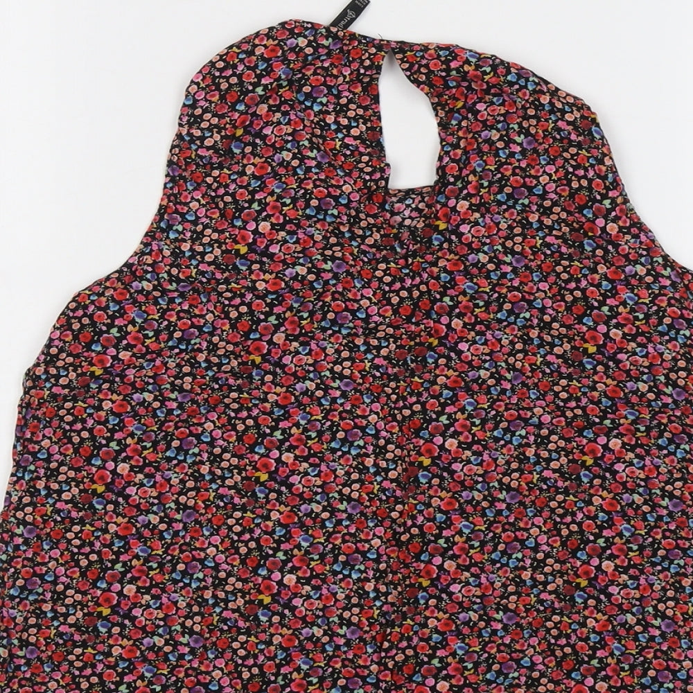 Stradivarius Womens Multicoloured Floral Polyester Basic Blouse Size M Boat Neck