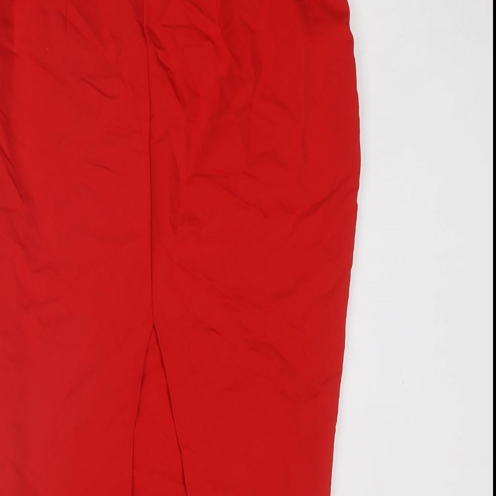 adL Womens Red Polyester Straight & Pencil Skirt Size L Zip - Full side zip