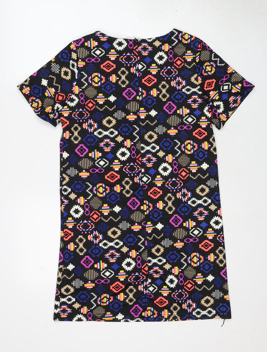 Dolls Womens Multicoloured Geometric Polyester Shift Size M Round Neck Zip - Size M-L