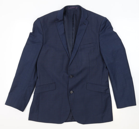 Racing Green Mens Blue Wool Jacket Suit Jacket Size 40 Regular