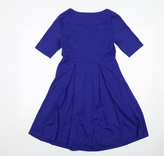 mamas & papas Womens Blue Polyester Fit & Flare Size 10 Scoop Neck Pullover