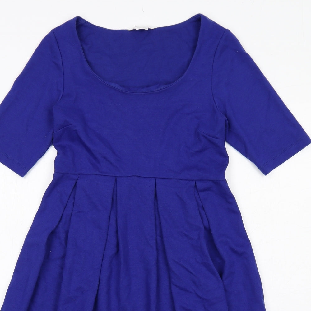 mamas & papas Womens Blue Polyester Fit & Flare Size 10 Scoop Neck Pullover