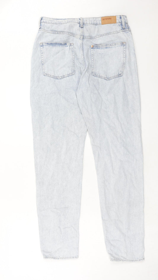 H&M Womens Blue Cotton Mom Jeans Size 29 in L30 in Regular Zip