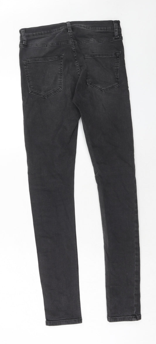 Topman Mens Black Cotton Skinny Jeans Size 30 in Regular Zip