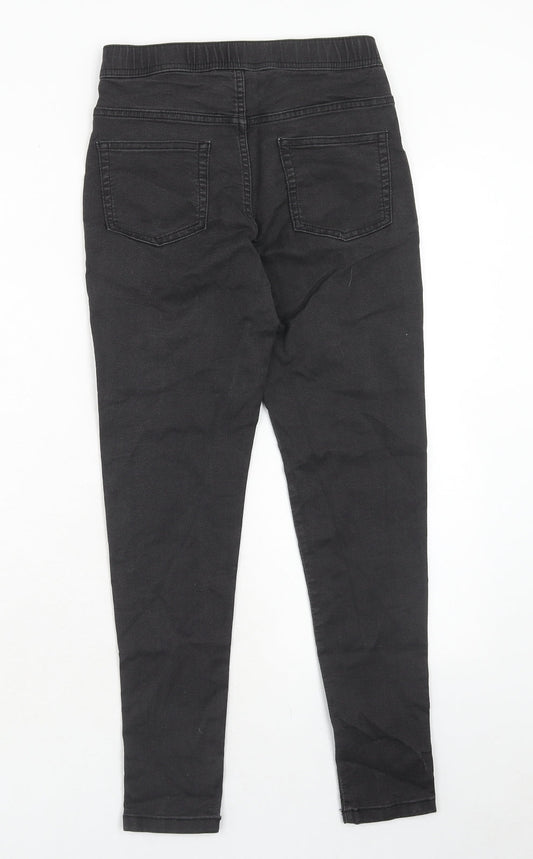 Marks and Spencer Girls Black Cotton Skinny Jeans Size 13-14 Years Regular Zip