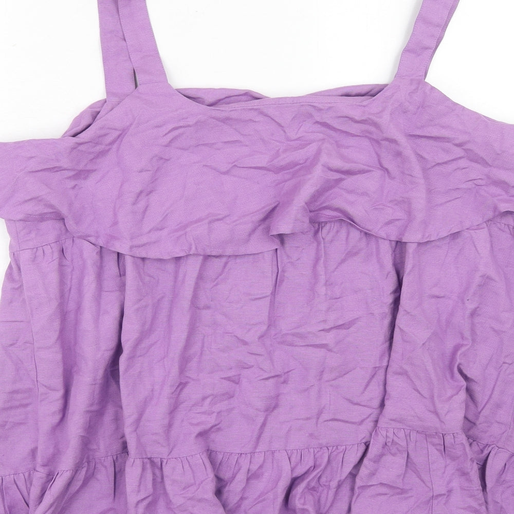 Simply Be Womens Purple Cotton Basic Tank Size 18 Square Neck