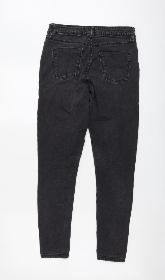Dorothy Perkins Womens Grey Cotton Skinny Jeans Size 10 L28 in Regular Button