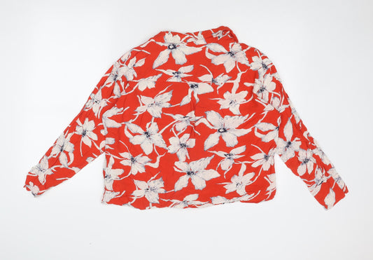 Womens UK Size L VERO MODA Red Viscose Button-Up