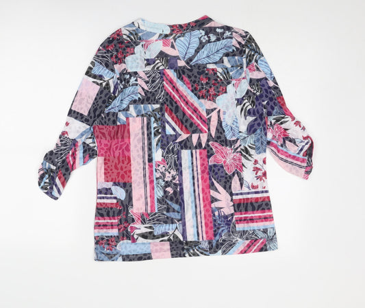 Anna Rose Womens Multicoloured Geometric Polyester Basic Blouse Size M V-Neck