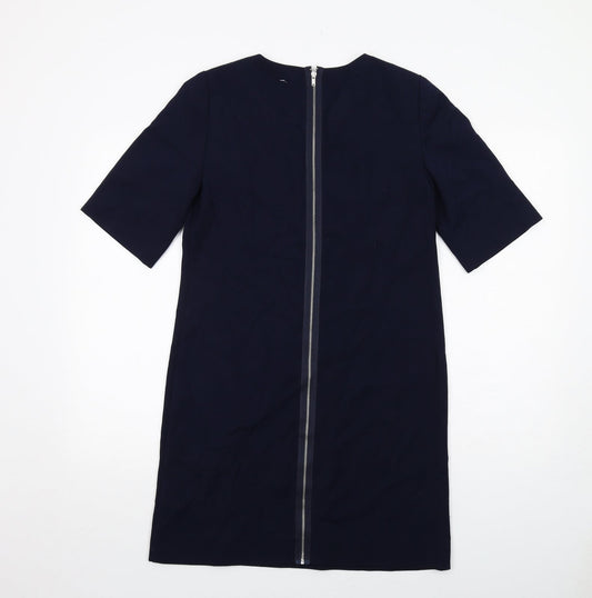Gap Womens Blue Polyester Shift Size 6 Round Neck Zip
