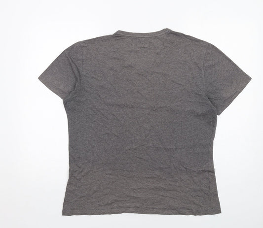 Slate & Stone Mens Grey Cotton T-Shirt Size L V-Neck