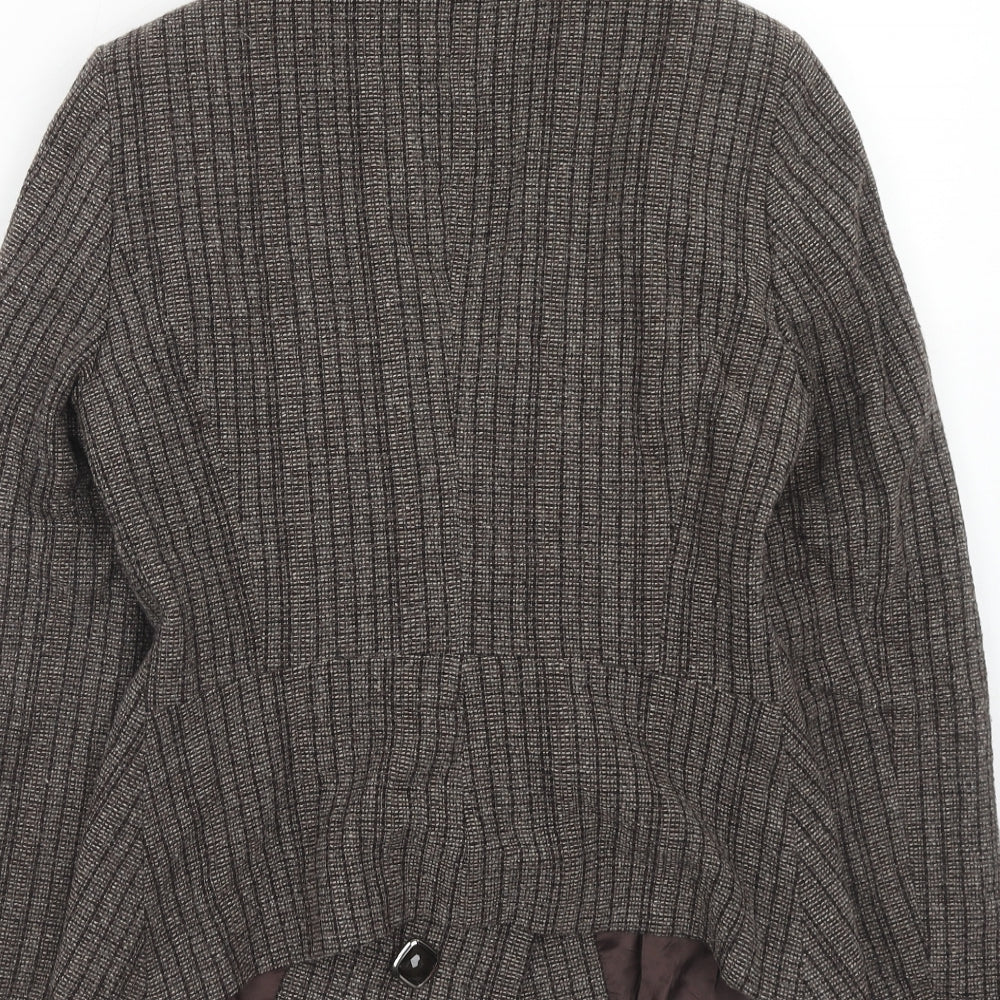 United nation colors Womens Brown Striped Wool Jacket Blazer Size 12