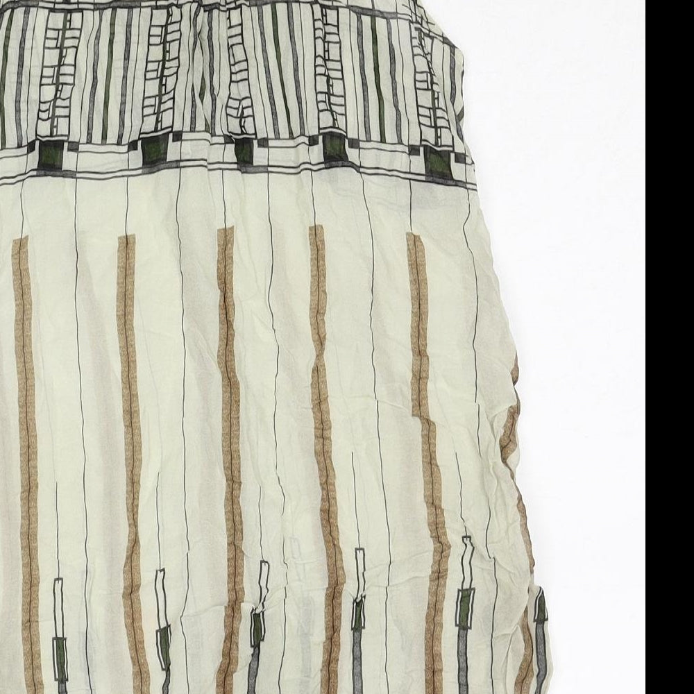 Ottod'Ame Womens Beige Geometric Viscose Basic Tank Size 8 V-Neck