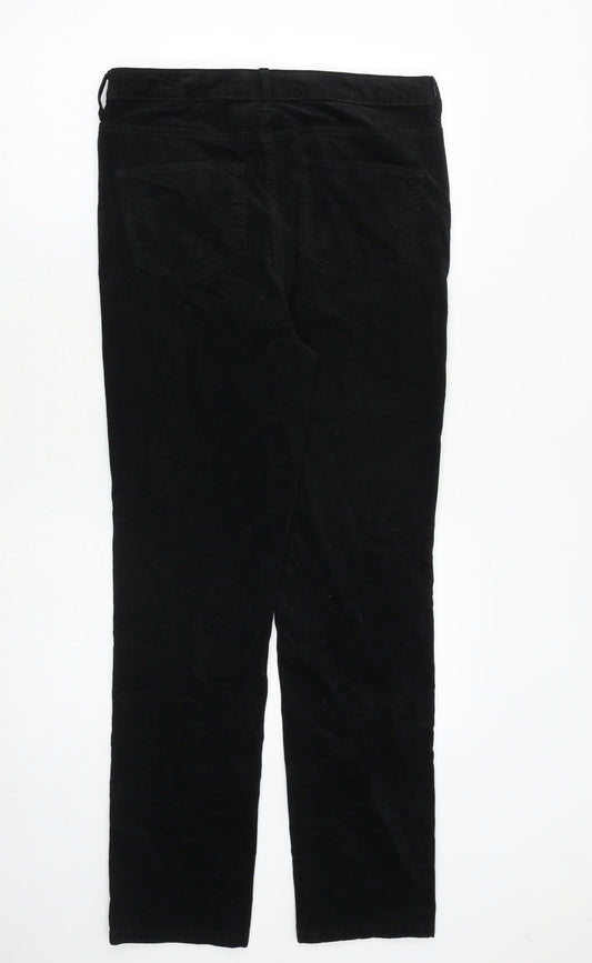 Marks and Spencer Womens Black Cotton Trousers Size 32 in Regular Zip