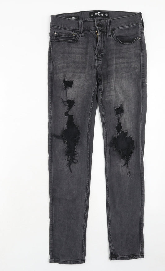 Hollister Mens Grey Cotton Skinny Jeans Size 28 in L30 in Regular Zip