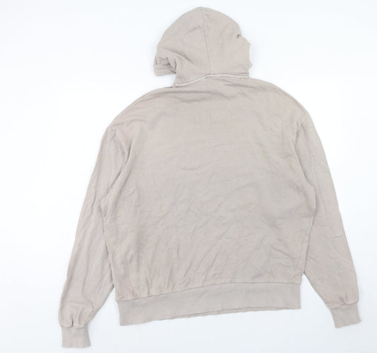 COLLUSION Mens Beige Cotton Pullover Hoodie Size XS