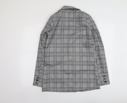 Missguided Womens Grey Geometric Jacket Blazer Size 8 Button
