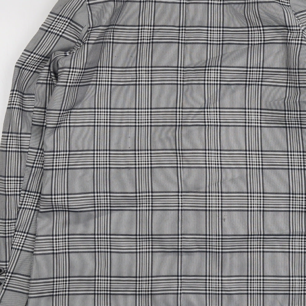 Brand and care label for Missguided women’s grey geometric jacket blazer, size UK 8, button