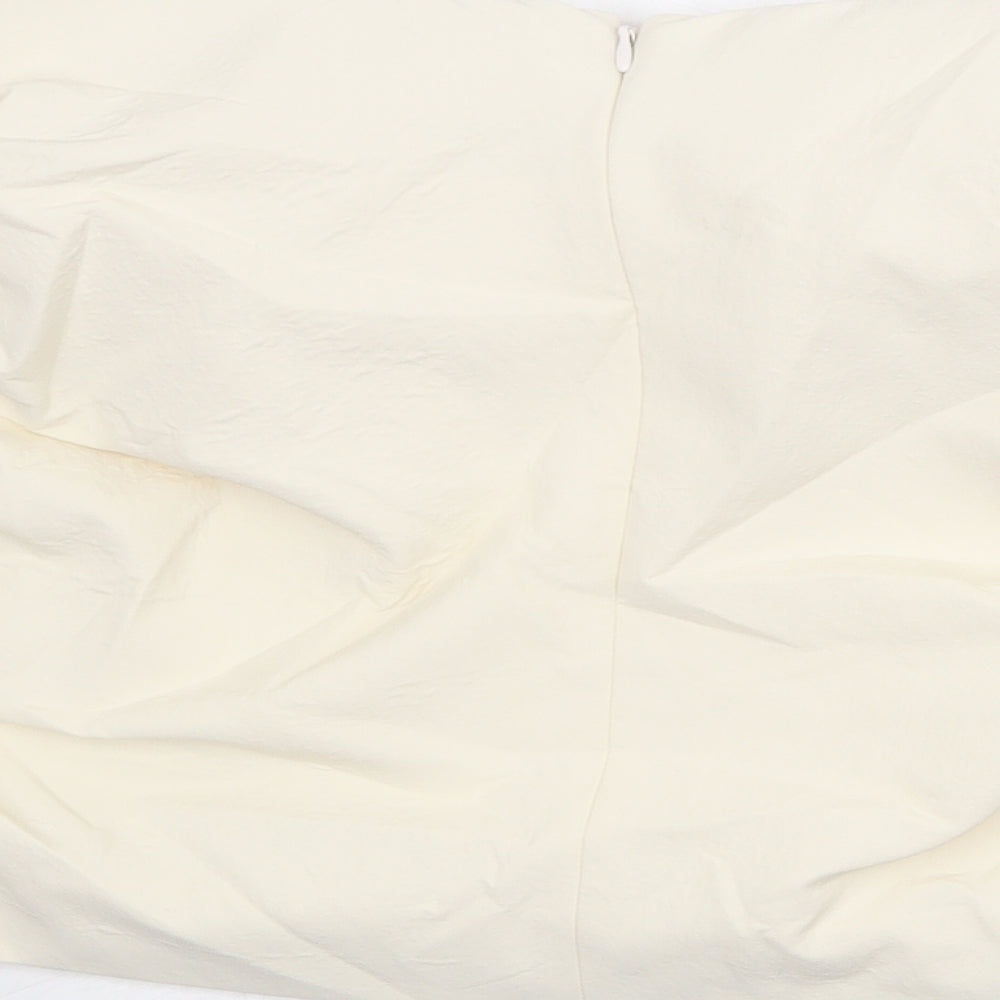 Zara Womens Ivory Polyamide Cropped Blouse Size M Off the Shoulder