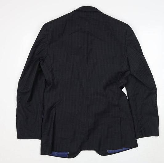 Marks and Spencer Mens Grey Striped Wool Jacket Suit Jacket Size 40 Regular