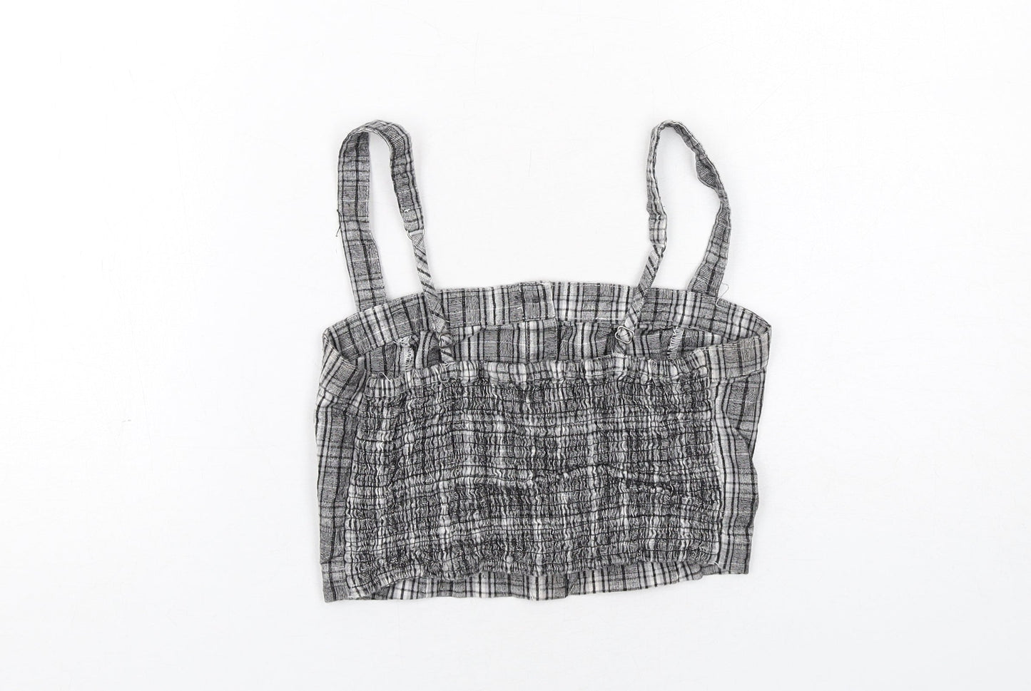 Hollister Womens Grey Geometric Cotton Cropped Tank Size S Square Neck