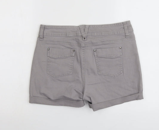 Jones&Co Womens Grey Cotton Basic Shorts Size XL L4 in Regular Button