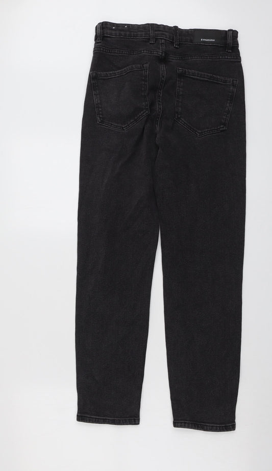 Stradivarius Womens Grey Cotton Straight Jeans Size 8 L27 in Regular Button