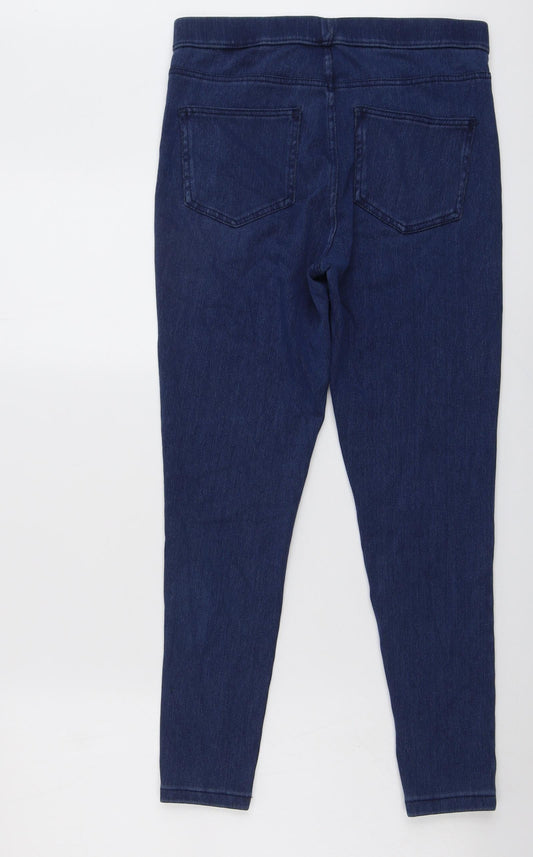 Marks and Spencer Womens Blue Cotton Skinny Jeans Size 12 L25 in Regular
