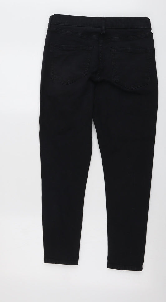 Topshop Womens Black Cotton Skinny Jeans Size 30 in L26 in Regular Button