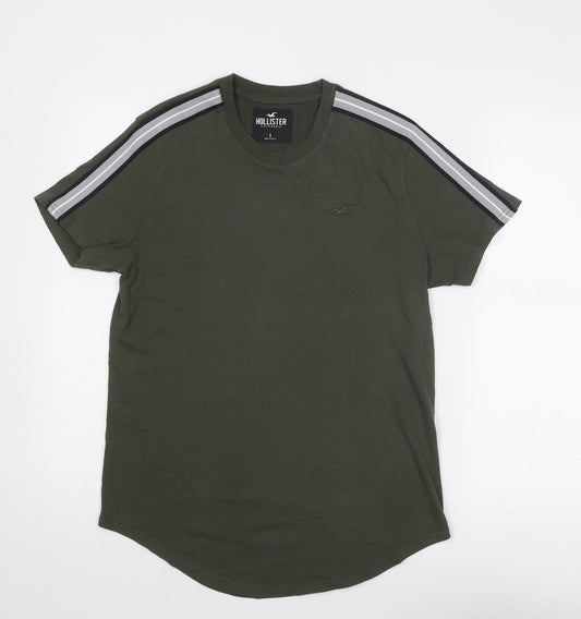 Hollister Mens Green Polyester T-Shirt Size S Round Neck